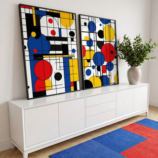 Quadro Decorativo Abstrato Geométrico - Energia e Harmonia para Seu Espaço em ambiente decorado - quadros decorativos para sala
