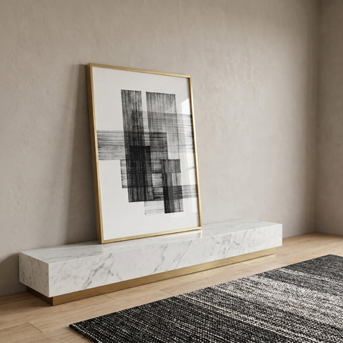 Quadro Decorativo: Elegância Geométrica Preto e Branco em ambiente decorado - quadros decorativos para sala