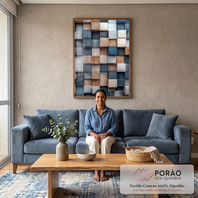 Quadro Decorativo Abstrato em Tons Claros em sala de estar moderna - quadros decorativos para sala