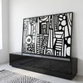 Quadro Decorativo Abstrato Desleixado Arte Única em ambiente decorado - quadros decorativos para sala