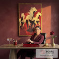 Quadro Decorativo Cavalos em Dourado em escritorio moderno - quadros decorativos para sala