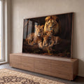 Quadro Decorativo Família de Leão com 3 Filhotes - Ternura e Estilo para sua Decoração em ambiente decorado - quadros decorativos para sala