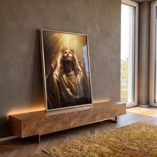 Quadro Decorativo Jesus Abençoando - Obra de Arte para Transformar Seu Espaço com Serenidade em ambiente decorado - quadros decorativos para sala