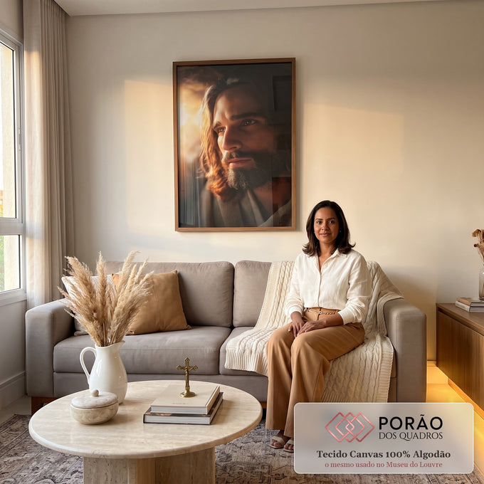 Quadro Decorativo Reflexão Serene em sala de estar moderna - quadros decorativos para sala