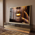 Quadro Decorativo Lábios Dourados em ambiente decorado - quadros decorativos para sala
