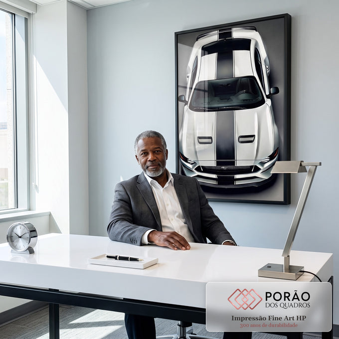 Quadro Decorativo Carro Esportivo em Movimento em escritorio moderno - quadros decorativos para sala