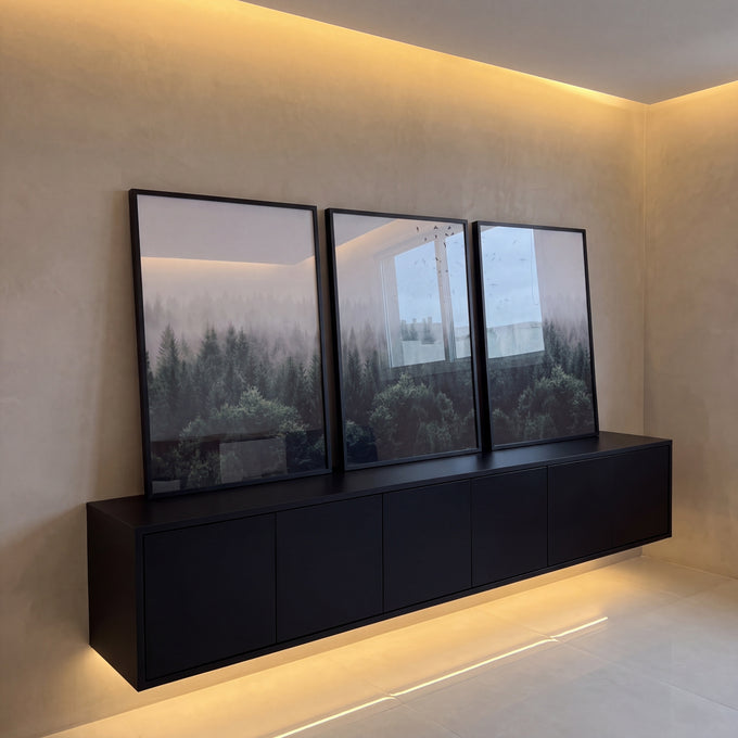 Quadro Decorativo Refúgio Nebuloso e Pássaros Silenciosos
