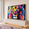 Quadro Decorativo Rei da Selva: Força Vibrante em Cores em ambiente decorado - quadros decorativos para sala
