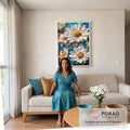 Quadro Decorativo Flores Abstratas em sala de estar moderna - quadros decorativos para sala