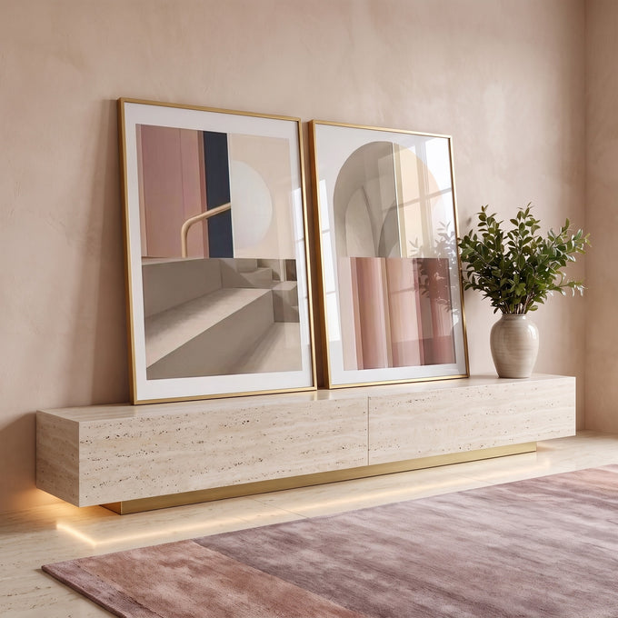 Quadro Decorativo: Dança das Cores Abstratas em ambiente decorado - quadros decorativos para sala