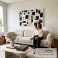 Quadro Decorativo Dupla de Beleza Abstrata em sala de estar moderna - quadros decorativos para sala