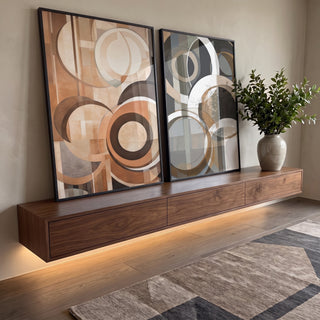 Quadro Decorativo: Abstração Terrosa - Beleza Singular em ambiente decorado - quadros decorativos para sala