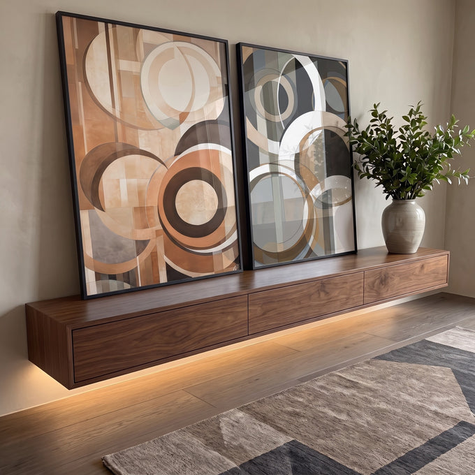 Quadro Decorativo: Abstração Terrosa - Beleza Singular em ambiente decorado - quadros decorativos para sala