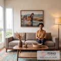 Quadro Decorativo: Cavalos Liberdade em Movimento em sala de estar moderna - quadros decorativos para sala