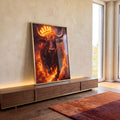 Quadro Decorativo Majestoso do Touro Poderoso em ambiente decorado - quadros decorativos para sala