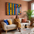 Quadro Decorativo Arte Abstrata Geométrica Energia das Cores em sala de estar moderna - quadros decorativos para sala