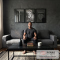 Quadro Decorativo Leão Majestoso: Transcenda com Fé em sala de estar moderna - quadros decorativos para sala