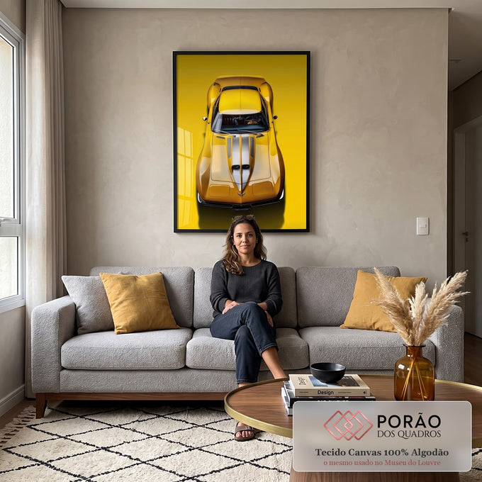 Quadro Decorativo Carro Corvette - Arte Moderno para Transformar Seu Ambiente em sala de estar moderna - quadros decorativos para sala