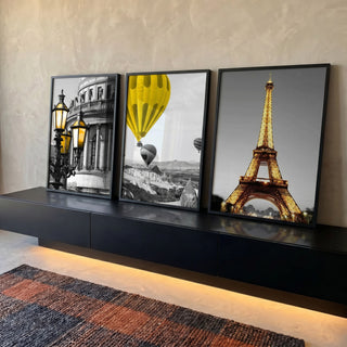 Quadro Decorativo: Sonho Parisiense com Torre Eiffel em ambiente decorado - quadros decorativos para sala