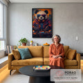 Quadro Decorativo Panda DJ Colorido em sala de estar moderna - quadros decorativos para sala