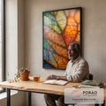 Quadro Decorativo Folhas Vibrantes em escritorio moderno - quadros decorativos para sala