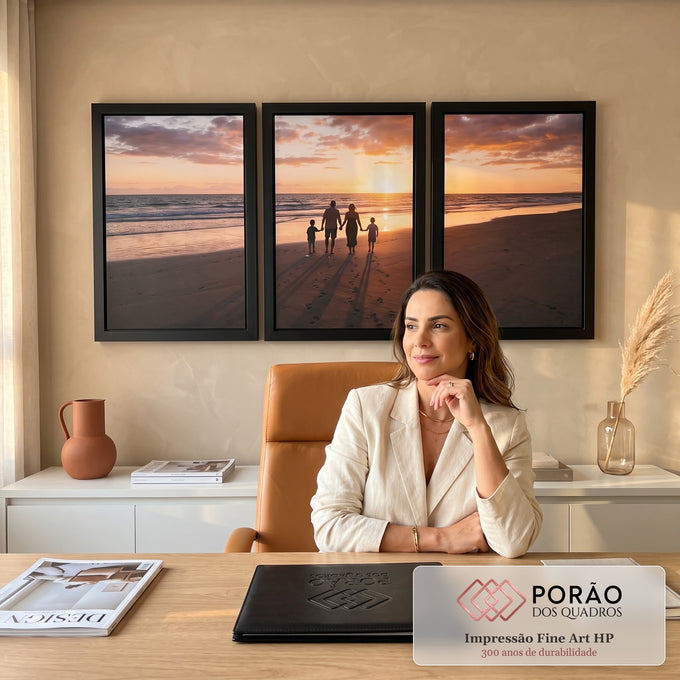 Foto Personalizada 3 Telas em escritorio moderno - quadros decorativos para sala