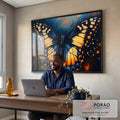 Quadro Decorativo de Borboleta Abstrato em escritorio moderno - quadros decorativos para sala