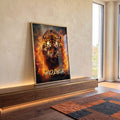 Quadro Decorativo Tigre Poder Fogo - Elegância e Impacto Visual para Seu Lar em ambiente decorado - quadros decorativos para sala