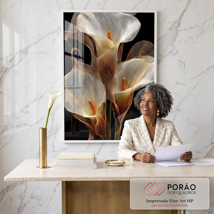 Quadro Decorativo Elegância das Flores em escritorio moderno - quadros decorativos para sala