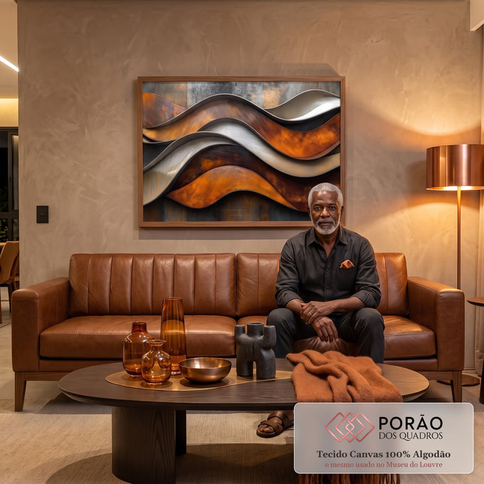 Quadro Decorativo Abstrato em Tons Marrons em sala de estar moderna - quadros decorativos para sala