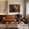 Quadro Decorativo Leão: Quebrando Parede Raivoso em sala de estar moderna - quadros decorativos para sala