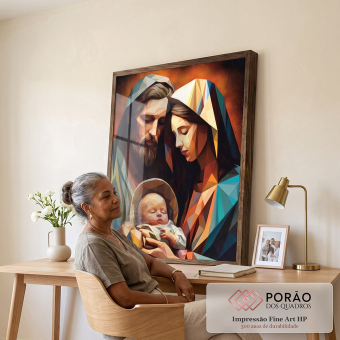 Quadro Decorativo Moderno Família Santa Geométrico - Design Sofisticado para sua Casa em escritorio moderno - quadros decorativos para sala