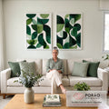 Quadro Decorativo Geometria Verde em sala de estar moderna - quadros decorativos para sala
