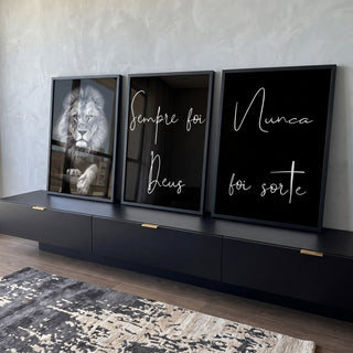 Quadro Decorativo: Leões Majestosos - Inspiração e Força em ambiente decorado - quadros decorativos para sala