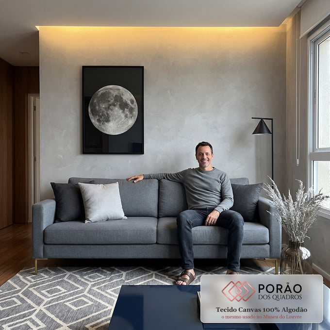 Quadro Decorativo Encanto Lunar da Luz da Lua em sala de estar moderna - quadros decorativos para sala