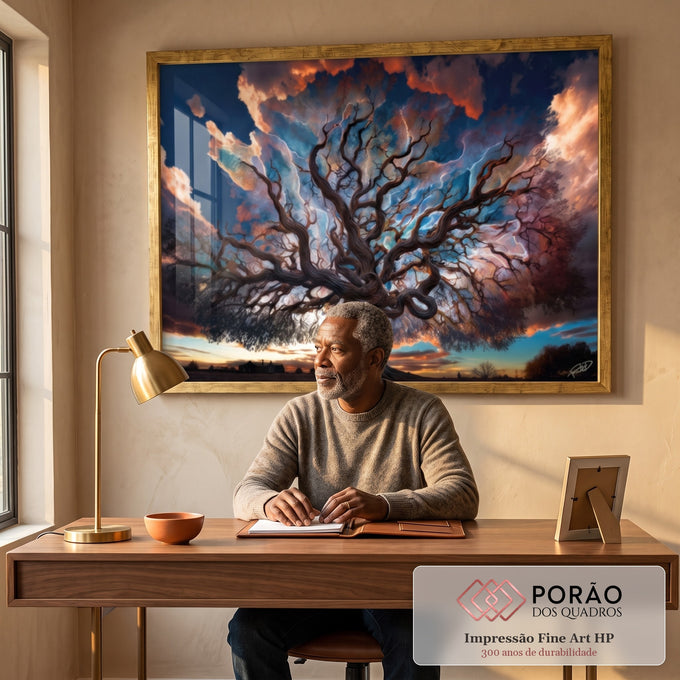 Quadro Decorativo Árvore da Elegância - Toque de Harmonia em escritorio moderno - quadros decorativos para sala