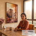 Quadro Decorativo Casal de Leões - Arte Sofisticada para sua Casa em escritorio moderno - quadros decorativos para sala