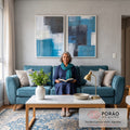 Quadro Decorativo: Abstração Azul Impactante em sala de estar moderna - quadros decorativos para sala