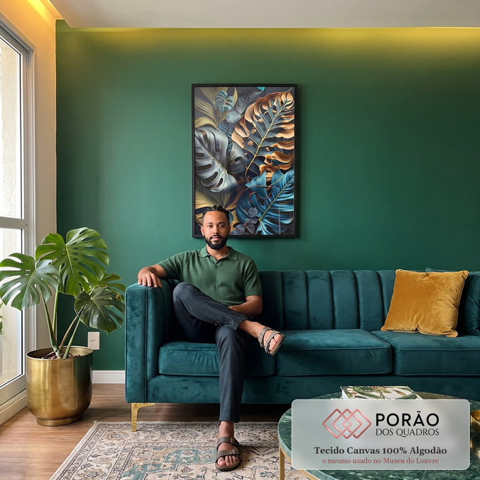 Quadro Decorativo: Noite Mágica no Paraíso Tropical em sala de estar moderna - quadros decorativos para sala