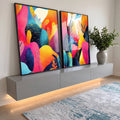 Quadro Decorativo Abstrato Vibrante: Paisagens que Encantam em ambiente decorado - quadros decorativos para sala