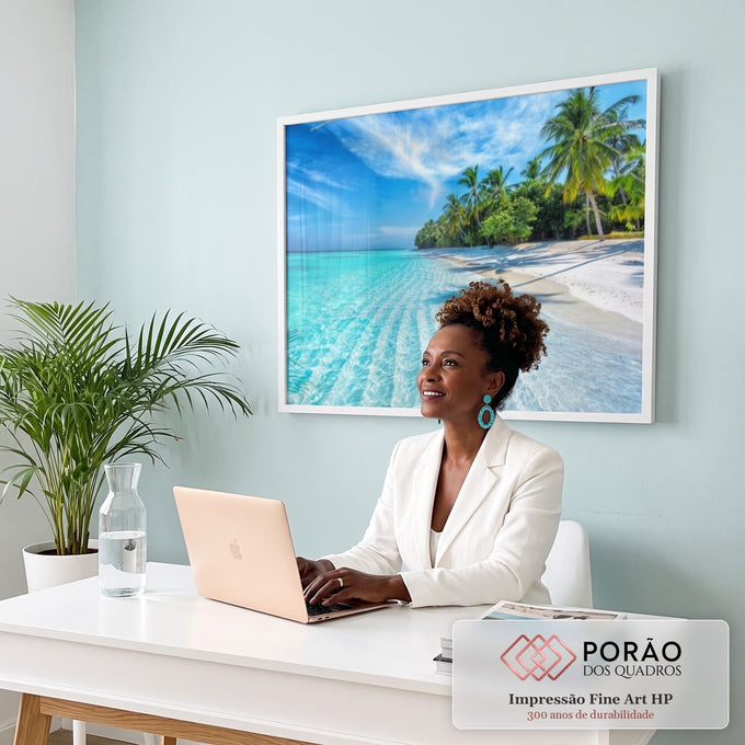 Quadro Decorativo: Paraíso Tropical - Eleva seu Espírito em escritorio moderno - quadros decorativos para sala
