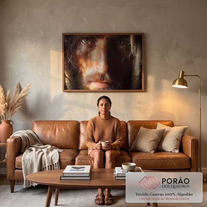 Quadro Decorativo Olhar Profundo em sala de estar moderna - quadros decorativos para sala