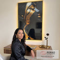 Quadro Decorativo Glamorosos Detalhes da Mulher em Dourado em escritorio moderno - quadros decorativos para sala