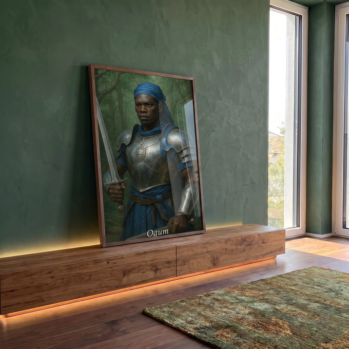 Quadro Decorativo Orixá Ogum: Poder e Proteção em ambiente decorado - quadros decorativos para sala