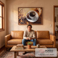 Quadro Decorativo Xícara com Croissant: Inspire-se! em sala de estar moderna - quadros decorativos para sala