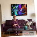 Quadro Decorativo Dança das Cores: Octopus & Abstração em sala de estar moderna - quadros decorativos para sala