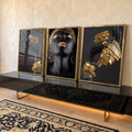 Quadro Decorativo: Mulher Radiante, Luxo em Preto & Ouro em ambiente decorado - quadros decorativos para sala