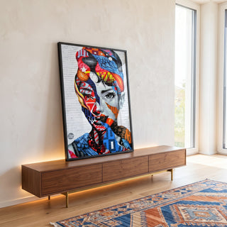Quadro Decorativo: Mural Urbano Inspirador e Vibrante em ambiente decorado - quadros decorativos para sala
