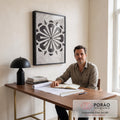 Quadro Decorativo Geométrico Preto e Branco em escritorio moderno - quadros decorativos para sala