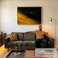 Quadro Decorativo Arte Dourada Moderna em sala de estar moderna - quadros decorativos para sala